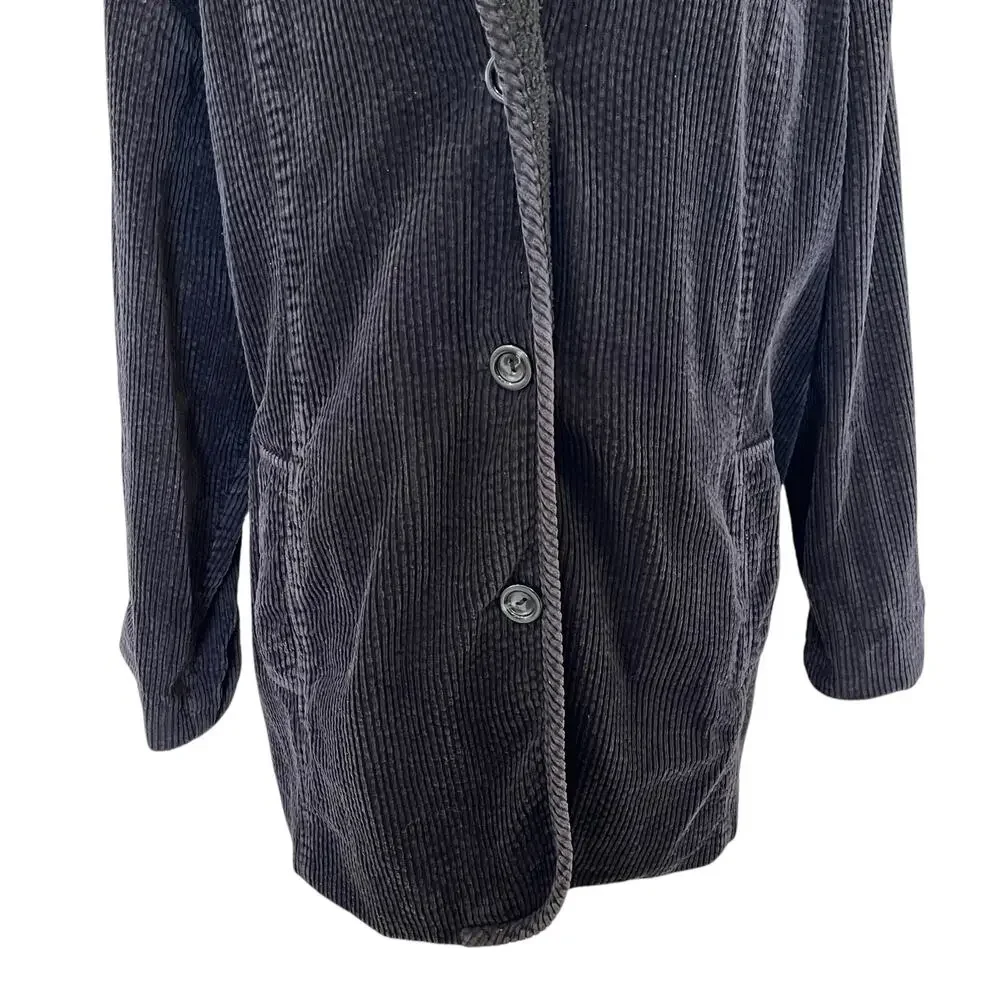 J. Jill Heritage Tumbled Cord Jacket Women's Size XL Black Washed 100% Cotton
